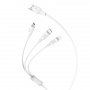 Кабель 3 в 1 Hoco X25, lightning, micro USB, USB Type-C, белый
